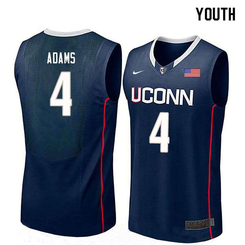 Youth #4 Jalen Adams Uconn Huskies College Basketball Jerseys Sale-Navy